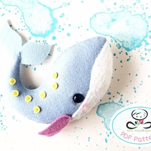 Little Whale PDF pattern-Sea animal toy-DIY-sea life mobile-Nursery decor-Instant download-Cute whale plush toy-Sea life