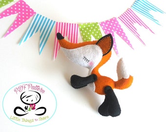 Dreamy Fox PDF sewing pattern-DIY-Little fox toy pattern-Nursery decor-Instant download-Baby's mobile toy-Felt Fox-Fox Plush-Fox felt toy