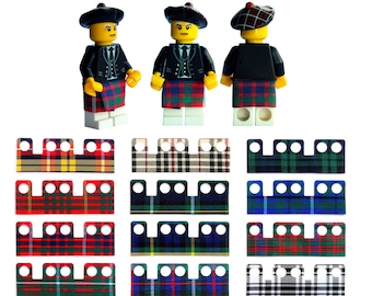 Custom made kilts for your Lego bagpiper minifigs. Choose your tartan or one of each. Minifigures NOT included. Capes made by capes4minifigs