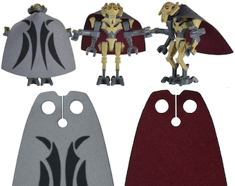 Passen Sie Ihre Lego Grievous Minifiguren mit unserem Cape an.  Inklusive Starwars Sample Pack.  Minifigs NICHT enthalten. Capes von capes4minifigs