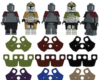 12 custom armour kama or shoulders for your Lego Starwars minifigures.  Minifigs NOT included. Capes made by capes4minifigs
