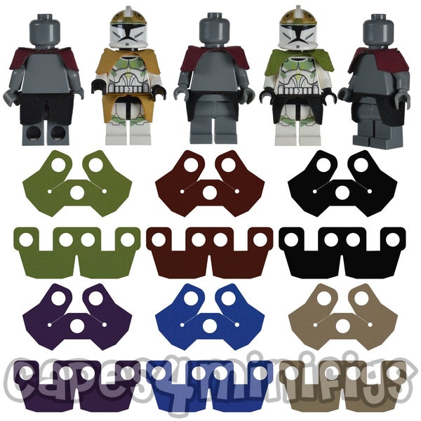12 custom armour kama or shoulders for your Lego Starwars minifigures.  Minifigs NOT included. Capes made by capes4minifigs