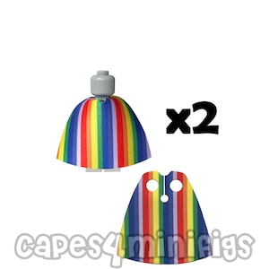 Two CUSTOM Rainbow Print Standard cape for your Lego minifigs CAPE ONLY
