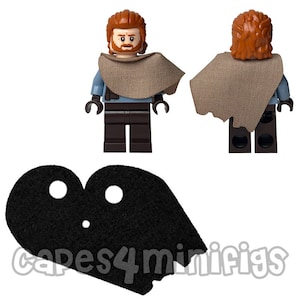 4 custom made fabric plain Obi Wan capes for your LEGO minifigures. Minifigs NOT included. Capes made by Capes4Minifigs