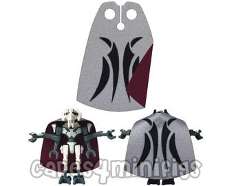 CUSTOM cape for Lego Grievous minifig (large OR small).  Includes starwars sample pack.  Minifigs NOT included. Capes made by capes4minifigs