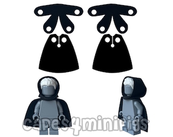 2 sets of CUSTOM Capes - Large over hair hood with standard cape for your Lego minifigures CAPES ONLY