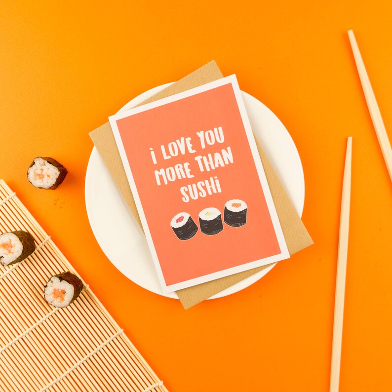 Sushi Card / Sushi Anniversary Card/ Cute Sushi / Kawaii Sushi Etsy