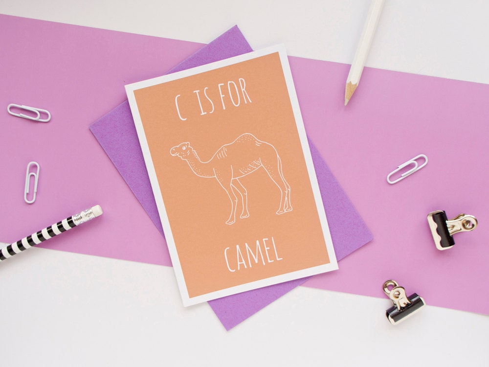 Camel Card / Camel Notecard / Animal Alphabet Card / Animal Etsy