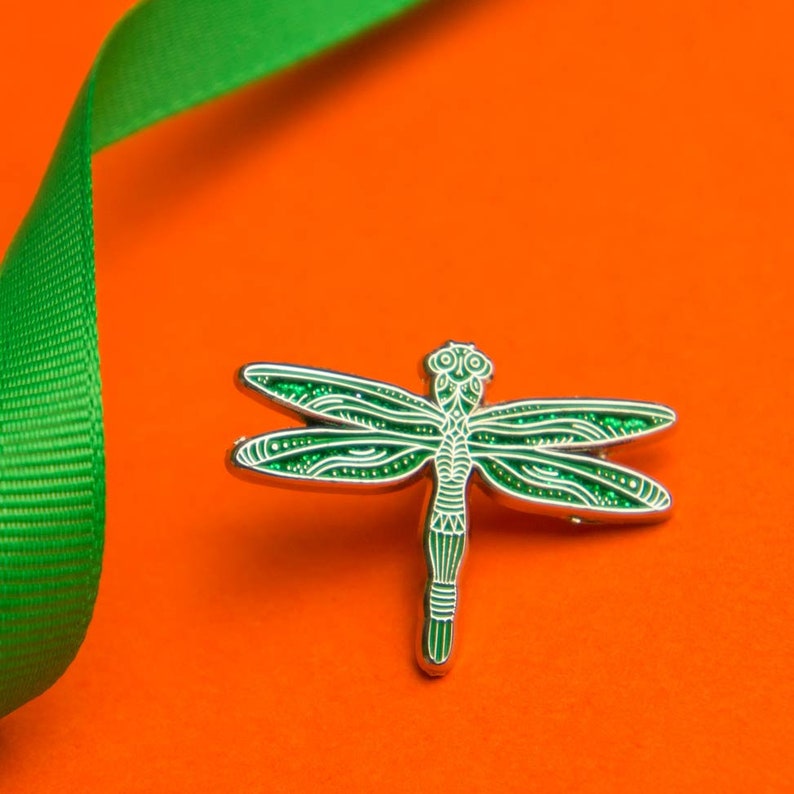 Green Dragonfly Pin / Cute Dragonfly Gift / Animal Enamel Pin Etsy