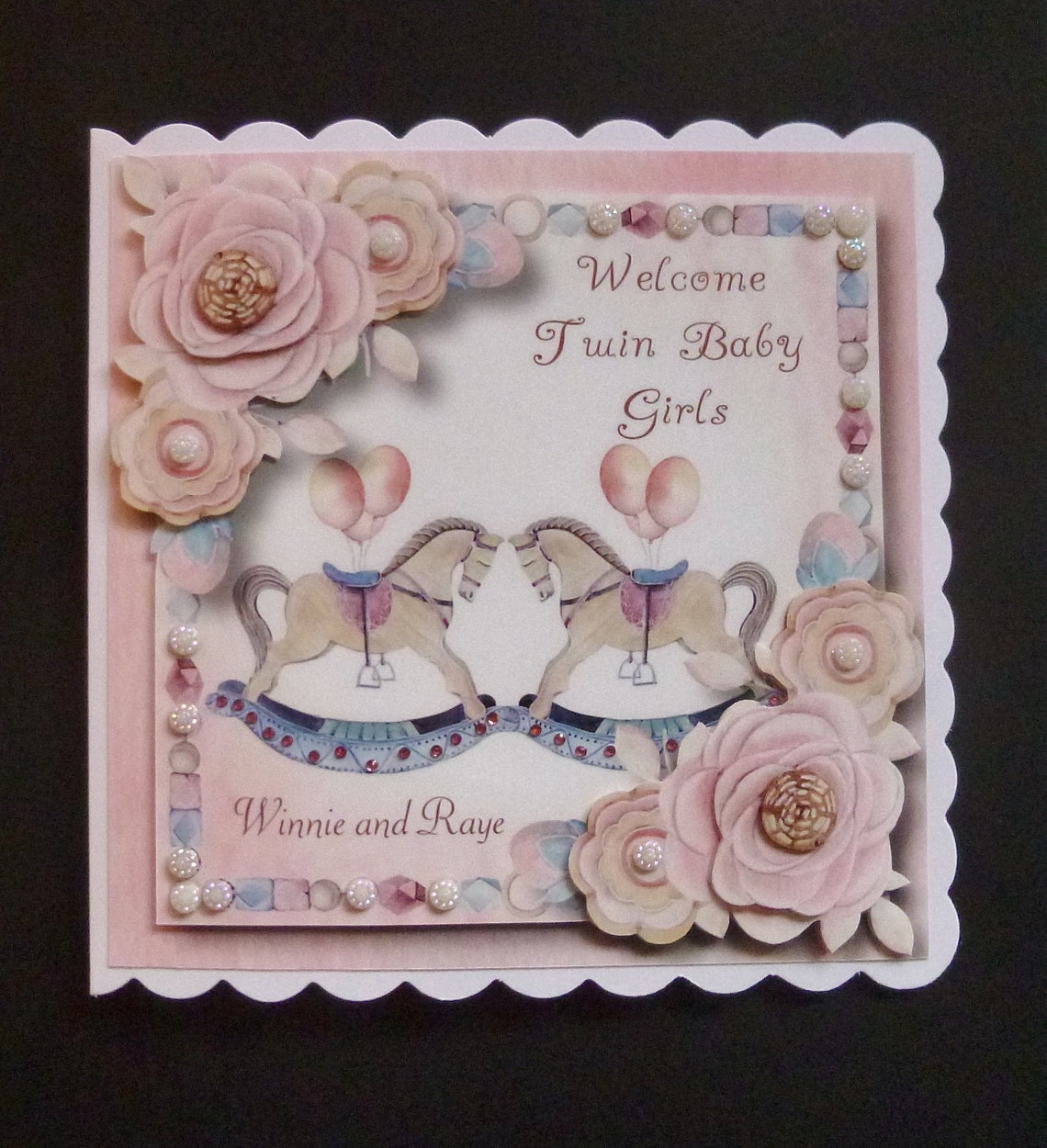Twin Baby Girls Card Personalised Twin Girls Card Etsy