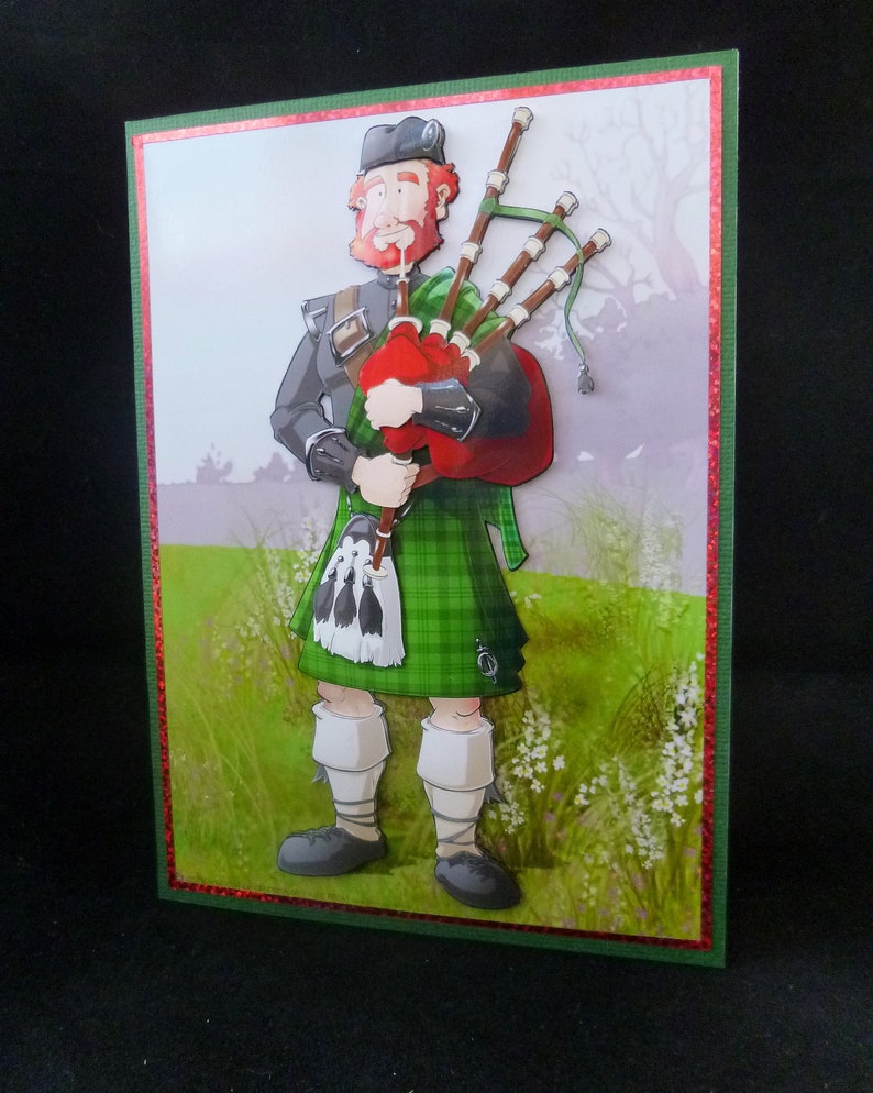 3d Scottish Bagpipe Player Birthday Card Carte personnalisée Etsy