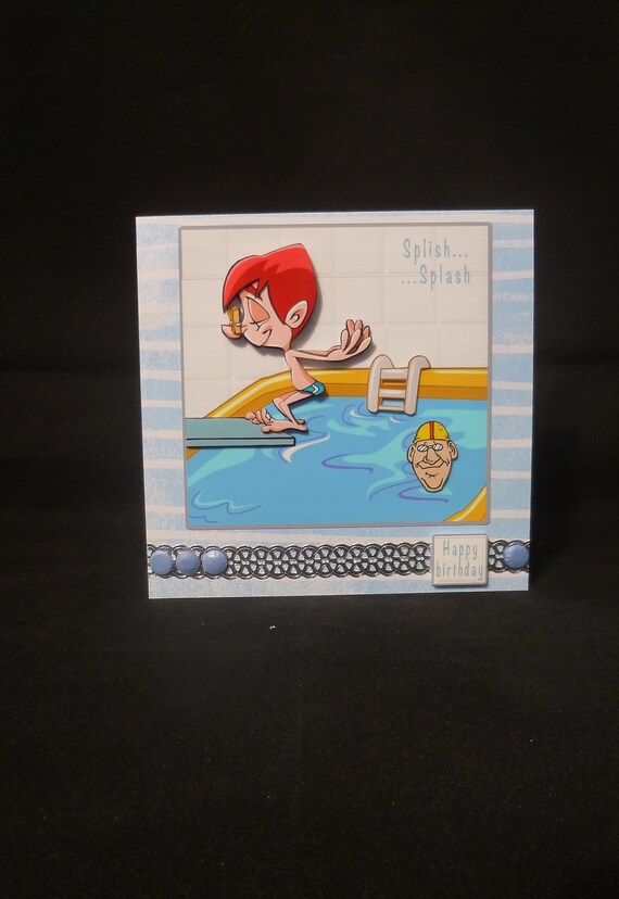 Male Swimming Birthday Card Humorous Boys Diving Card Etsy