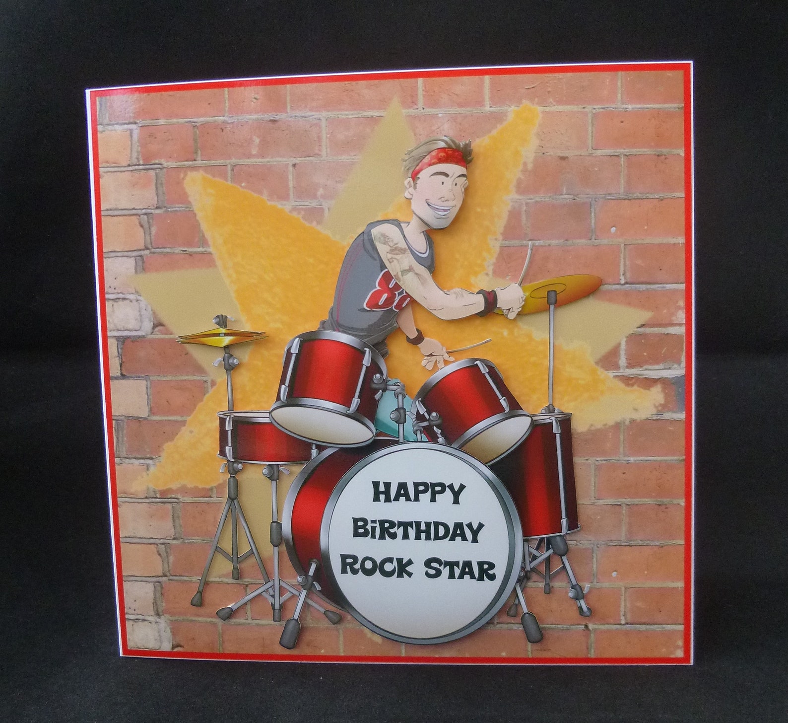 Drummer’s Birthday Card Male Rock Star Birthday Card | Etsy
