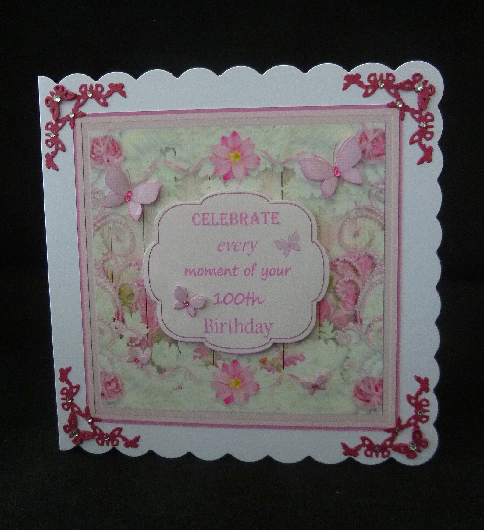 100th Birthday Card Female 100 Year Old Card Handmade in UK Etsy
