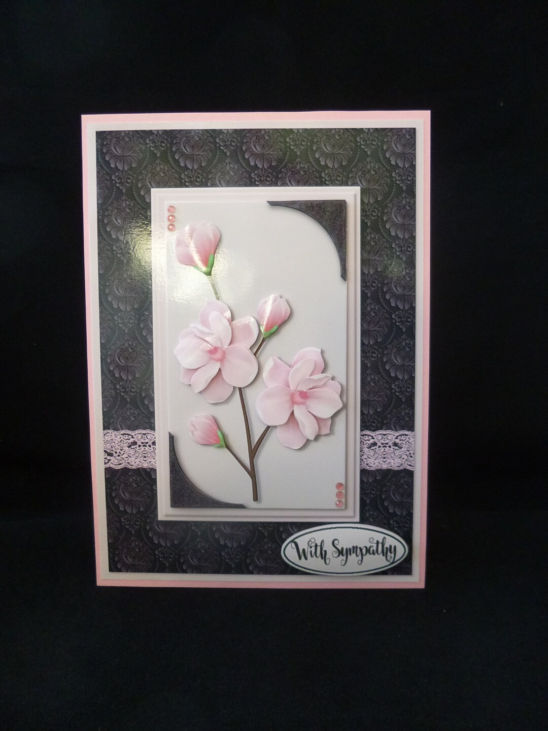 Flowers With Sympathy Card, Thinking of You Card, Handmade Condolence ...