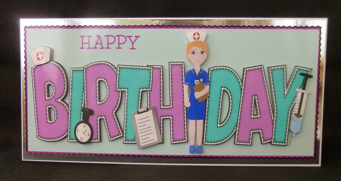 Female Nurse Birthday Card Nursing Greetings Card Handmade - Etsy UK