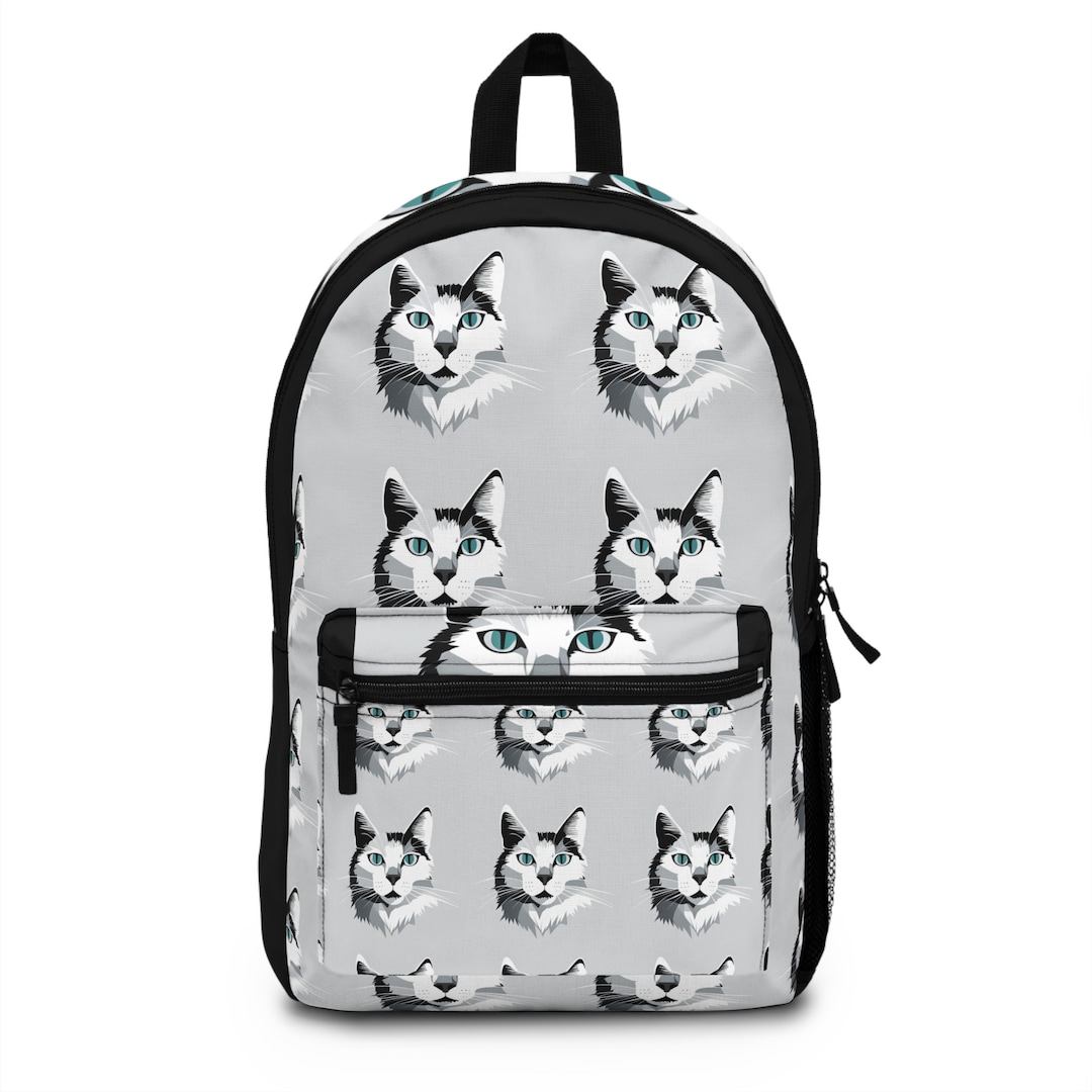 Cat Pattern Rucksack Cat Backpack | Black and White Pattern | Gift Idea | Cat Lover - Etsy