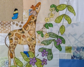 Printed pattern for Circle of Life BOM Month 9 Africa baby giraffe butterflies