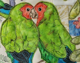 Printed pattern for Circle of Life BOM Month 5 Africa parrot peach faced lovebirds