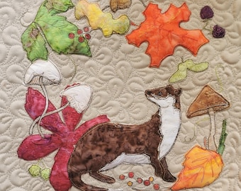PDF pattern for 12" block with weasel  on tan cotton