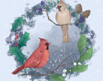 Pre-order American cardinals printed panel on quilting cotton 30.5 by 30.5 cms