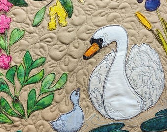 Printed pattern for kingfisher box frame raw edge applique tutorial free motion embroidery