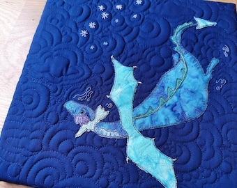 Fabric kit and printed pattern for 12" block bedtime dragon