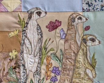 Printed pattern for  'Keeping a look out" block 1 quilt raw edge applique tutorial free motion embroidery
