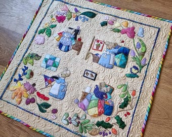 PDF pattern for Flos year quilting quilt raw edge applique tutorial free motion embroidery
