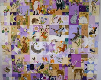 PDF pattern set for BoM English wildlife free motion embroidery patchwork part 1 of 4 of the full pattern set