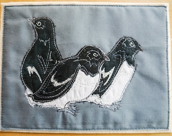 PDF pattern for Little Auks arctic animal series applique tutorial free motion embroidery