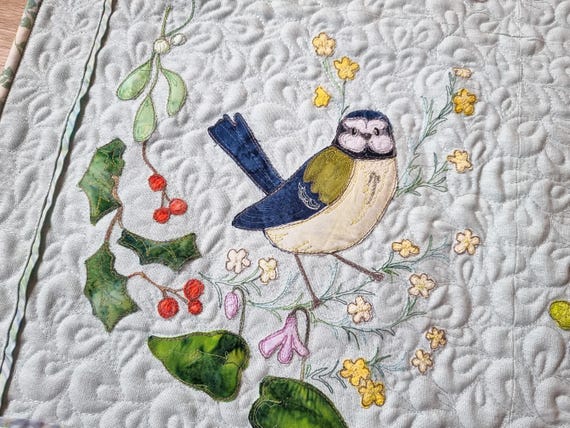 as time passing by」キルティングキルト、ローエッジアップリケ