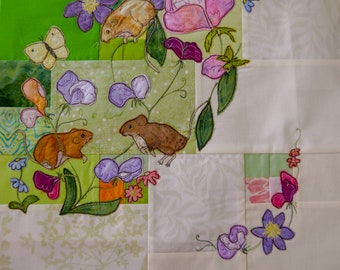 PDF pattern Tree of Life BOM Month 9 Early Summer Harvest Mice quilt applique pattern