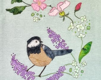 Printed pattern for "As time goes by" block 2 quilt raw edge applique tutorial free motion embroidery