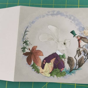 Viktorianische Hase Weihnachtskarten 145 x 145 mm blanko Innenseite 3er Set