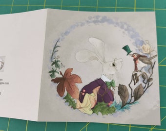 Victorian hare Christmas cards 145 by 145mm blank inside set of 3