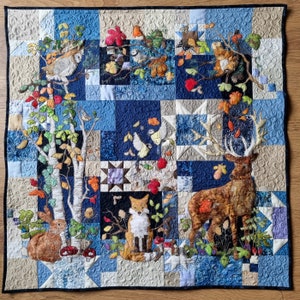 Full printed pattern set for Autumn Forest  patchwork and applique quilt