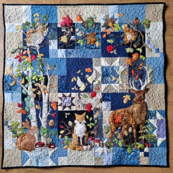 Ensemble complet de patrons pour patchwork Forêt d'automne et courtepointe en appliqué