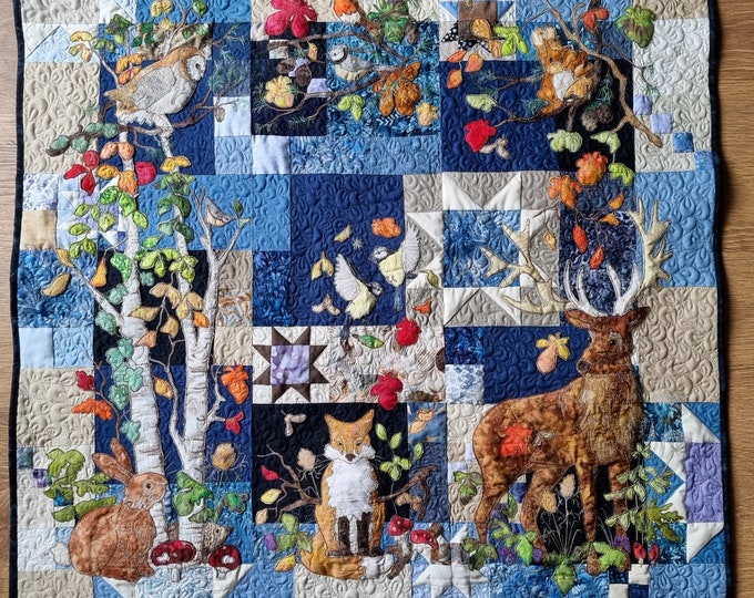Featured listing image: Full pattern set for Autumn Forest  patchwork and applique quilt