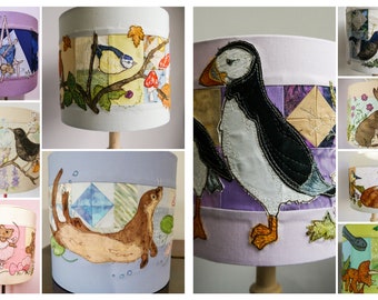 Printed Lampshade bundle 10 patterns raw edge applique patchwork free motion Raggedy Ruff Embroidery
