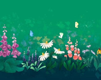 Pre -order printed panel garden gradient 24 inches by 16 inches
