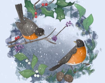 Pre-order American robins printed panel on quilting cotton 30.5 by 30.5 cms