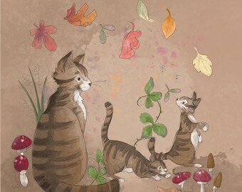 Pre -order wildcats autumn tan printed panel  30.5 by 30.5 cms