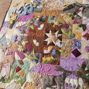 Mustersatz für den &#39;Boho Spring&#39; Block of the Month Quilt Raw Edge Applikation Tutorial FreeMotion-Stickerei