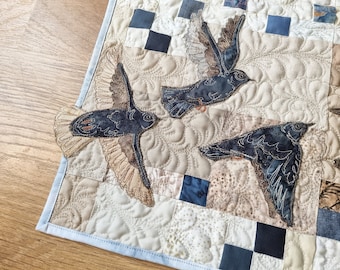 Full Printed Pattern set for A hint of murmuration quilt raw edge applique tutorial free motion embroidery