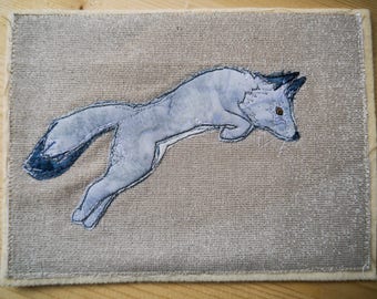 PDF pattern for Arctic Fox raw edge applique tutorial free motion embroidery