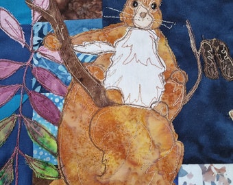 Printed pattern for Autumn Forage  block 6 squirrel free motion embroidery applique raw edge