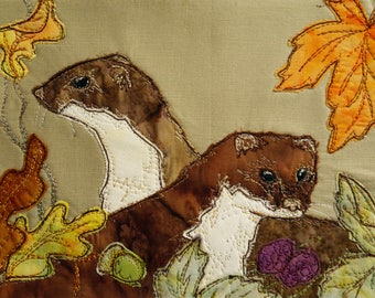 PDF pattern for Autumn Stoats raw edge applique tutorial free motion embroidery