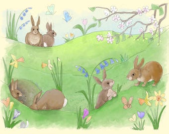 Pre -order printed panel full rabbit spread 60.5 by 45.5 cms