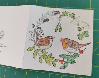 Mistletoe pair Christmas cards 145 by 145mm blank inside set of 3